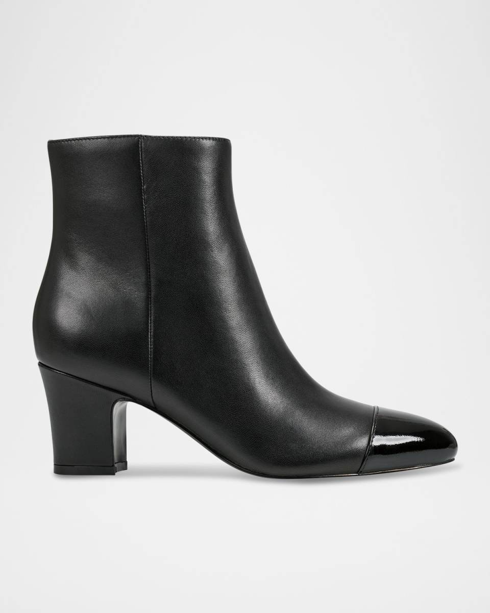Bicolor Leather Ankle Booties